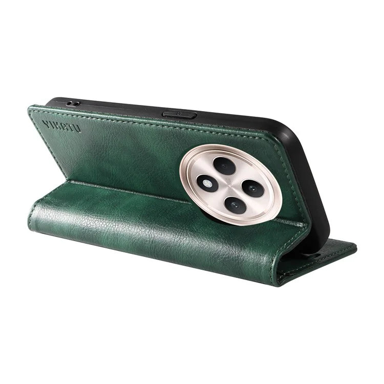 YIKATU YK-006 For Oppo Reno12 F 4G Case Wallet Litchi Grain Leather Phone Cover Magnetic Auto-Absorbed