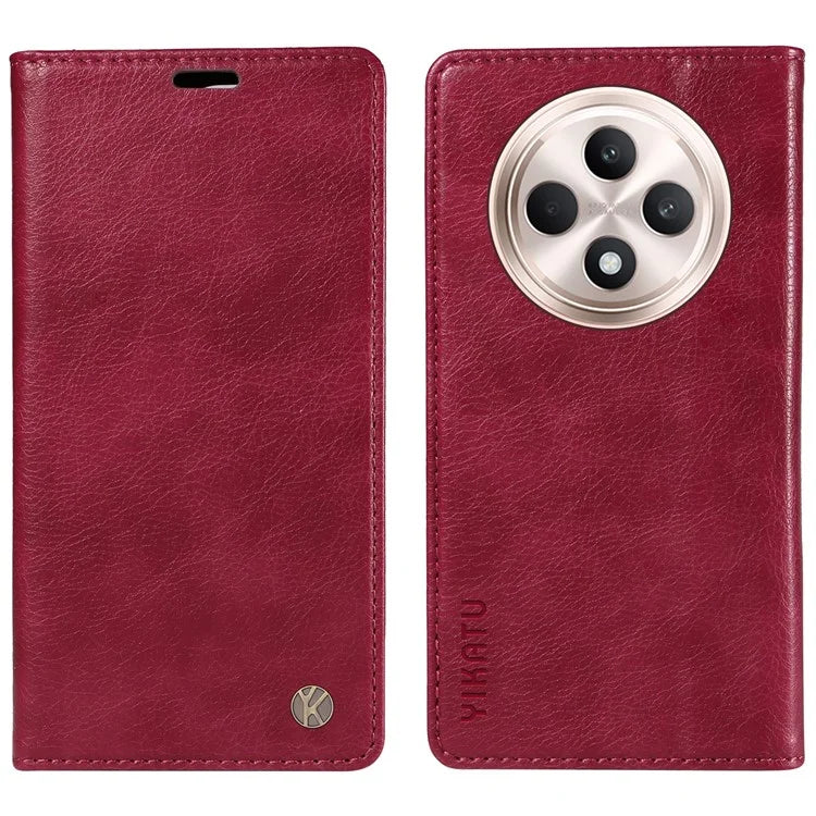 YIKATU YK-006 For Oppo Reno12 F 4G Case Wallet Litchi Grain Leather Phone Cover Magnetic Auto-Absorbed