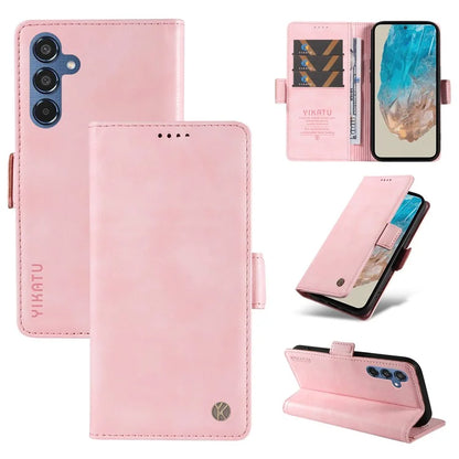 YIKATU YK-007 For Samsung Galaxy M35 5G Case Card Holder Litchi Texture Leather Phone Cover
