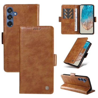 YIKATU YK-007 For Samsung Galaxy M35 5G Case Card Holder Litchi Texture Leather Phone Cover