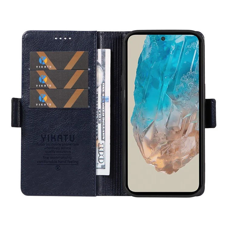 YIKATU YK-007 For Samsung Galaxy M35 5G Case Card Holder Litchi Texture Leather Phone Cover