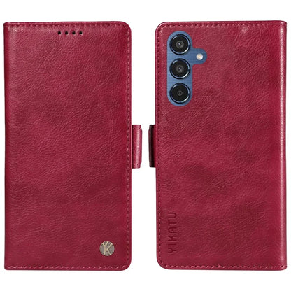 YIKATU YK-007 For Samsung Galaxy M35 5G Case Card Holder Litchi Texture Leather Phone Cover