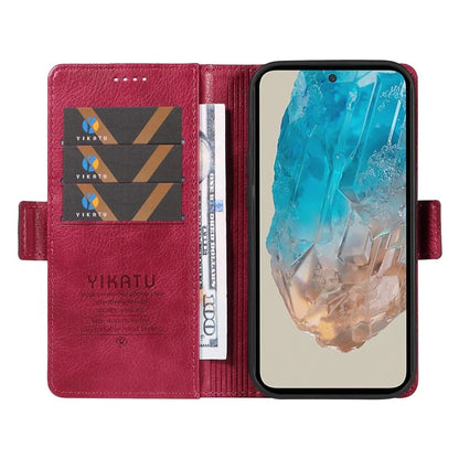 YIKATU YK-007 For Samsung Galaxy M35 5G Case Card Holder Litchi Texture Leather Phone Cover