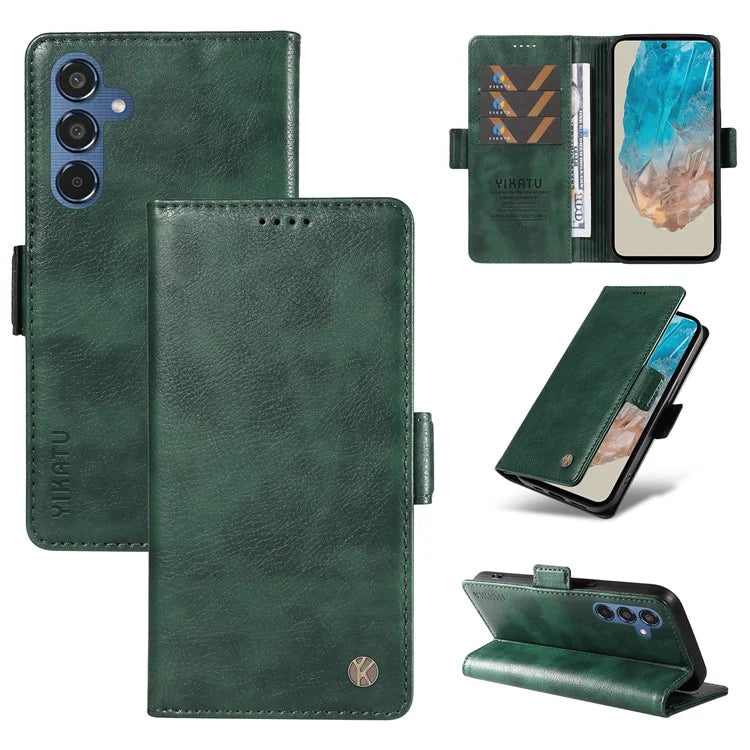 YIKATU YK-007 For Samsung Galaxy M35 5G Case Card Holder Litchi Texture Leather Phone Cover