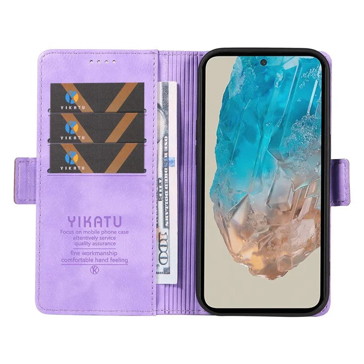 YIKATU YK-007 For Samsung Galaxy M35 5G Case Card Holder Litchi Texture Leather Phone Cover