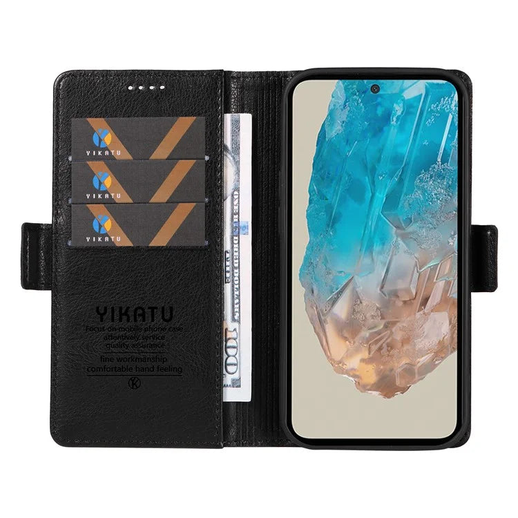YIKATU YK-007 For Samsung Galaxy M35 5G Case Card Holder Litchi Texture Leather Phone Cover