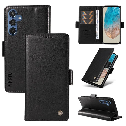 YIKATU YK-007 For Samsung Galaxy M35 5G Case Card Holder Litchi Texture Leather Phone Cover