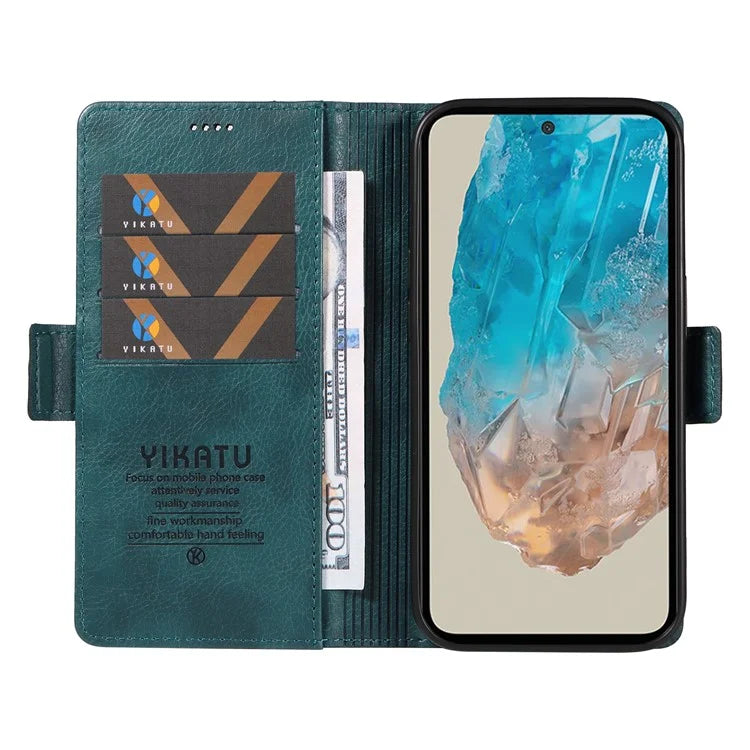 YIKATU YK-007 For Samsung Galaxy M35 5G Case Card Holder Litchi Texture Leather Phone Cover