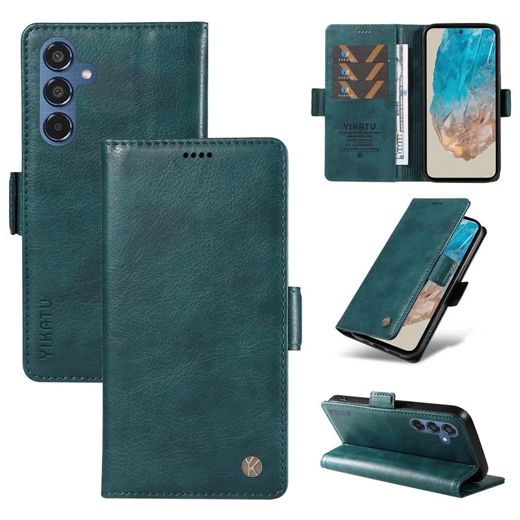 YIKATU YK-007 For Samsung Galaxy M35 5G Case Card Holder Litchi Texture Leather Phone Cover