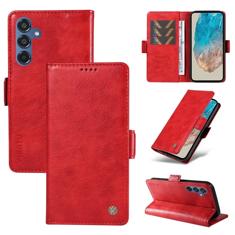 YIKATU YK-007 For Samsung Galaxy M35 5G Case Card Holder Litchi Texture Leather Phone Cover