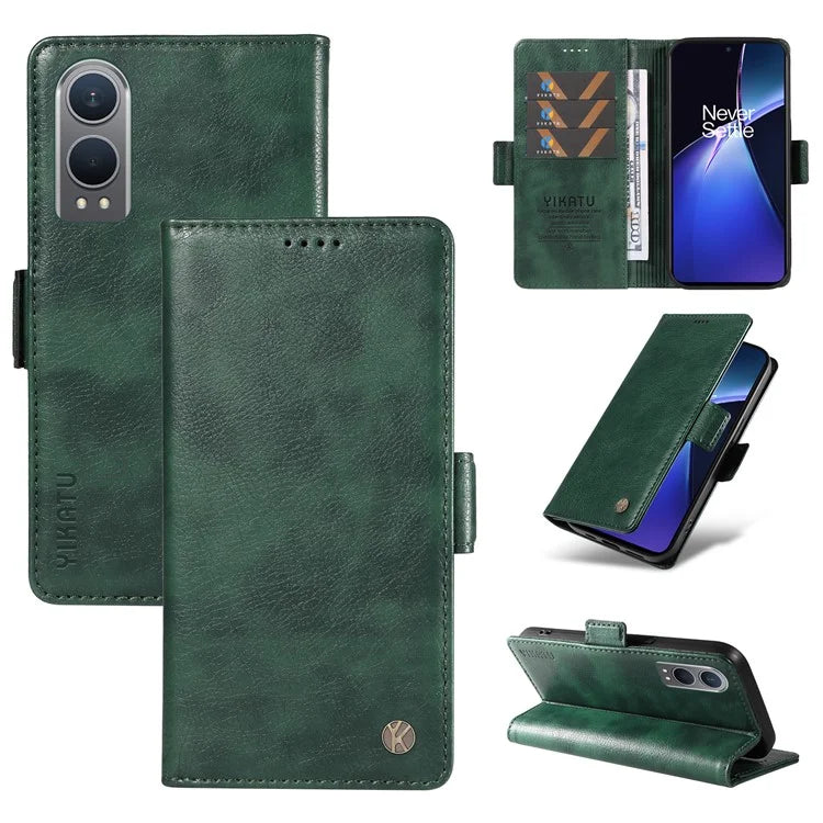 YIKATU YK-007 For OnePlus Nord CE4 Lite 5G / Oppo K12x 5G (China) Wallet Case Litchi Grain Leather Phone Protective Cover