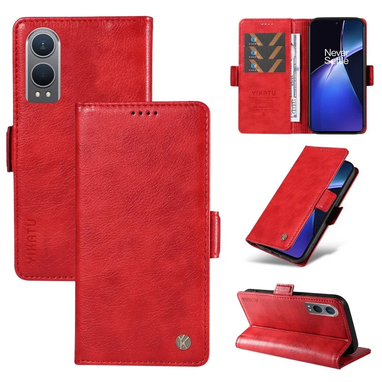 YIKATU YK-007 For OnePlus Nord CE4 Lite 5G / Oppo K12x 5G (China) Wallet Case Litchi Grain Leather Phone Protective Cover
