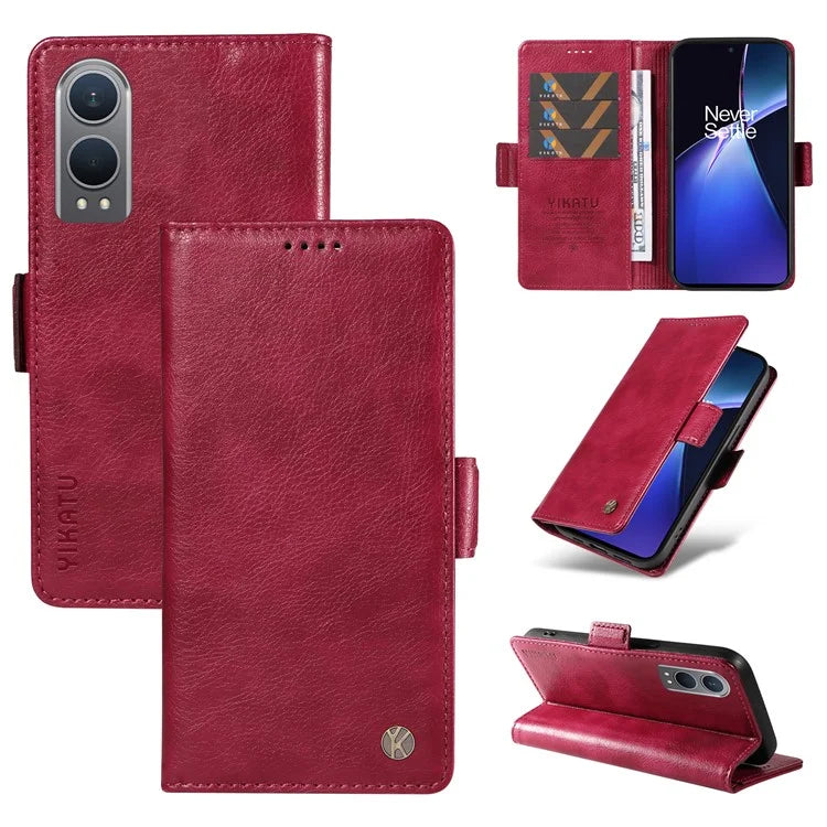 YIKATU YK-007 For OnePlus Nord CE4 Lite 5G / Oppo K12x 5G (China) Wallet Case Litchi Grain Leather Phone Protective Cover