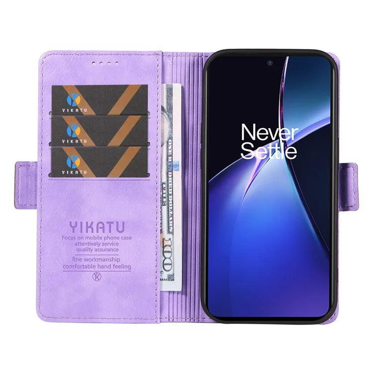 YIKATU YK-007 For OnePlus Nord CE4 Lite 5G / Oppo K12x 5G (China) Wallet Case Litchi Grain Leather Phone Protective Cover