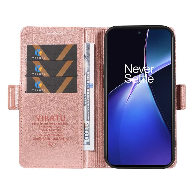 YIKATU YK-007 For OnePlus Nord CE4 Lite 5G / Oppo K12x 5G (China) Wallet Case Litchi Grain Leather Phone Protective Cover