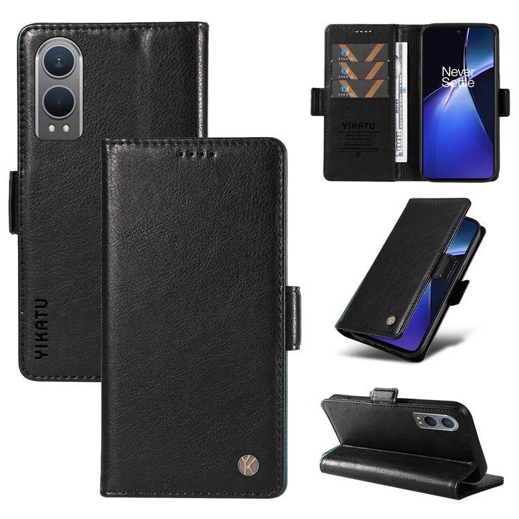 YIKATU YK-007 For OnePlus Nord CE4 Lite 5G / Oppo K12x 5G (China) Wallet Case Litchi Grain Leather Phone Protective Cover