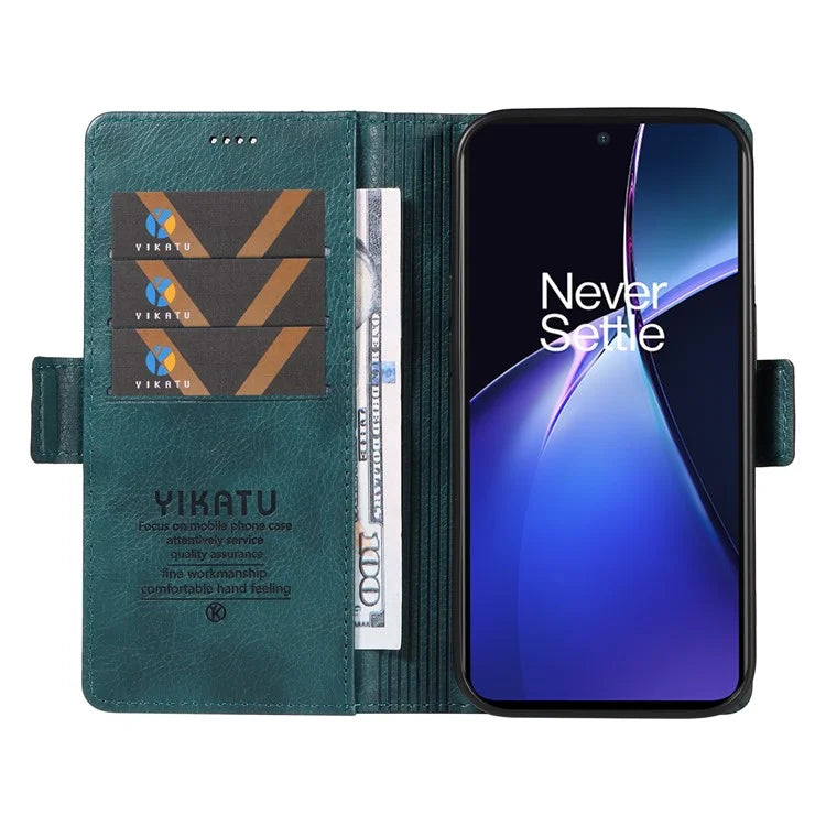 YIKATU YK-007 For OnePlus Nord CE4 Lite 5G / Oppo K12x 5G (China) Wallet Case Litchi Grain Leather Phone Protective Cover