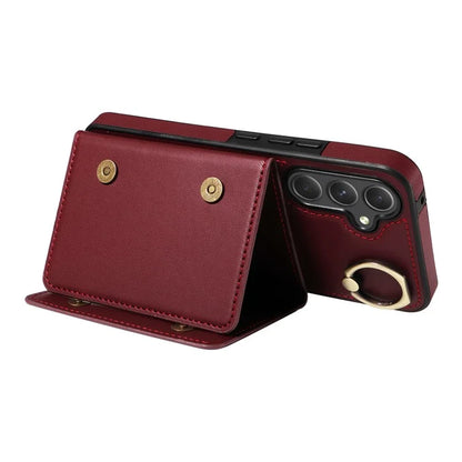 007 For Samsung Galaxy A25 5G (Global) (161.0 X 76.5 X 8.3mm) Case Leather Crossbody Phone Cover Card Holder Kickstand