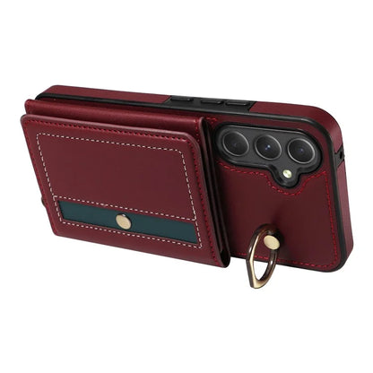 007 For Samsung Galaxy A25 5G (Global) (161.0 X 76.5 X 8.3mm) Case Leather Crossbody Phone Cover Card Holder Kickstand
