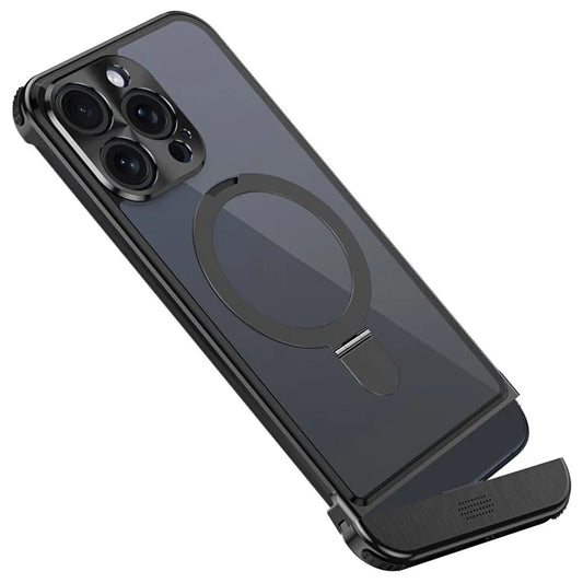 For iPhone 13 Pro Aromatherapy Case Magnetic Ring Kickstand Acrylic+Aluminum Alloy Cover