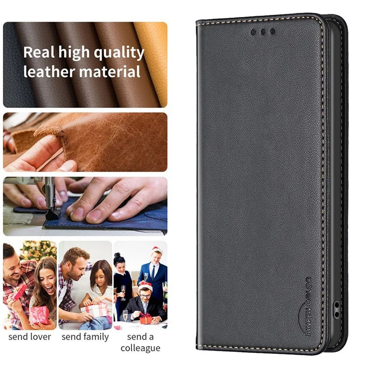 BINFEN COLOR BF18 For Samsung Galaxy A06 Leather Case Card Slots Phone Cover