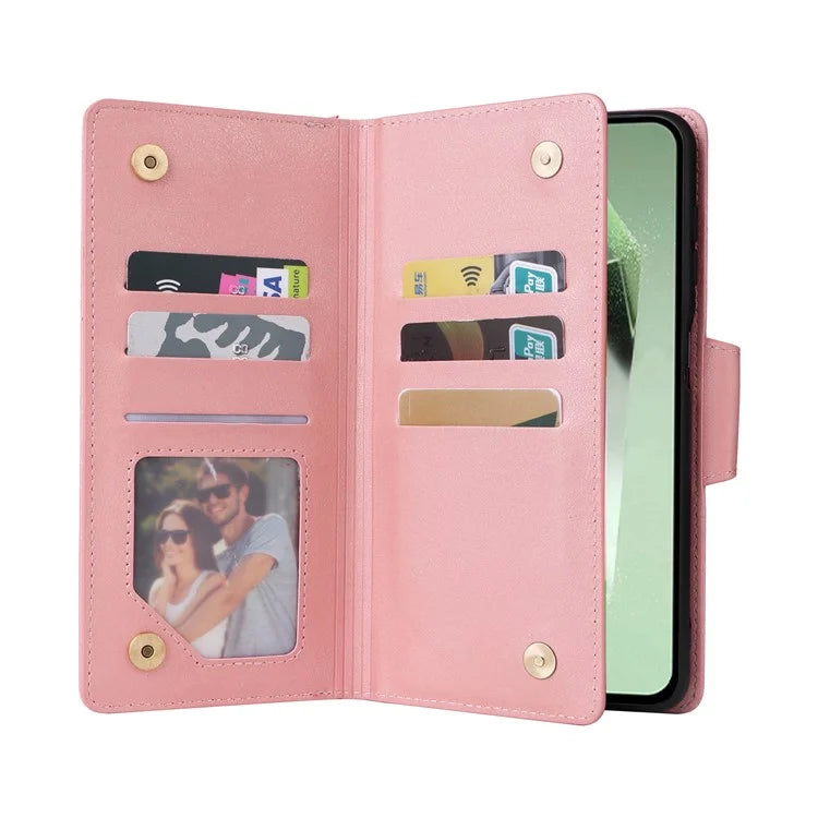 For Samsung Galaxy S24 FE Case Rivet Decor Zipper Pocket Leather Phone Cover