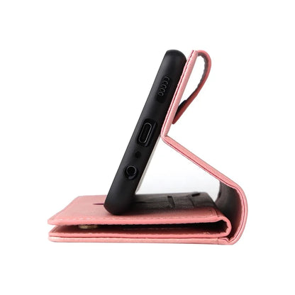 For Samsung Galaxy S24 FE Case Rivet Decor Zipper Pocket Leather Phone Cover