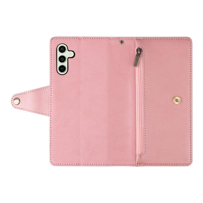 For Samsung Galaxy S24 FE Case Rivet Decor Zipper Pocket Leather Phone Cover