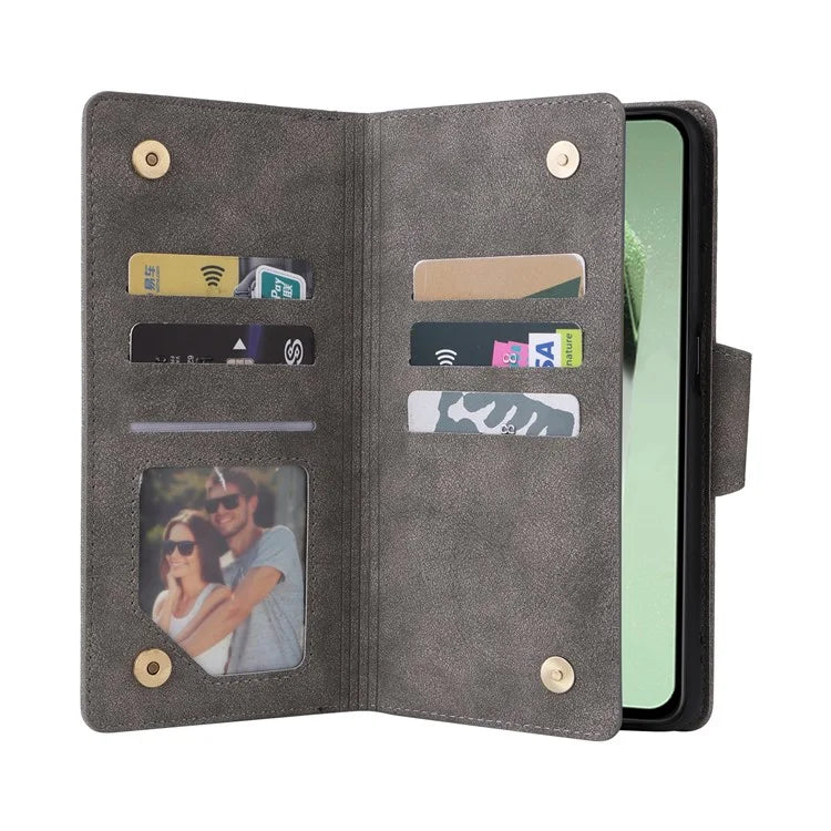 For Samsung Galaxy S24 FE Case Rivet Decor Zipper Pocket Leather Phone Cover