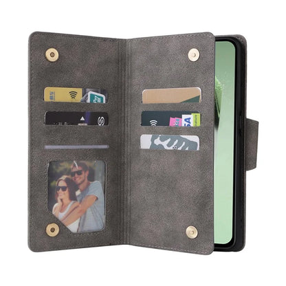 For Samsung Galaxy S24 FE Case Rivet Decor Zipper Pocket Leather Phone Cover