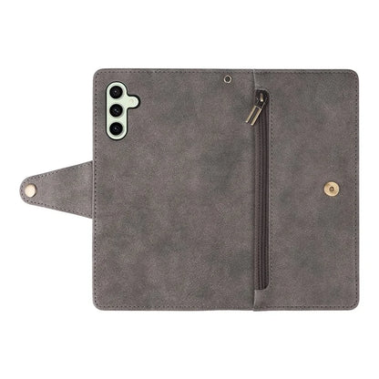 For Samsung Galaxy S24 FE Case Rivet Decor Zipper Pocket Leather Phone Cover