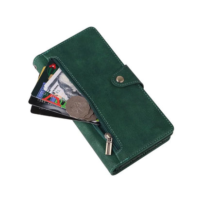 For Samsung Galaxy S24 FE Case Rivet Decor Zipper Pocket Leather Phone Cover