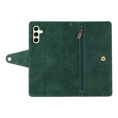 For Samsung Galaxy S24 FE Case Rivet Decor Zipper Pocket Leather Phone Cover