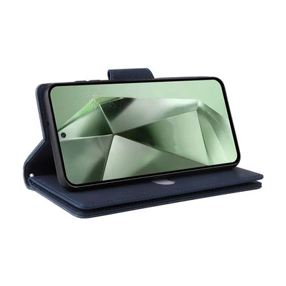 For Samsung Galaxy S24 FE Case Rivet Decor Zipper Pocket Leather Phone Cover