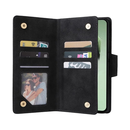 For Samsung Galaxy S24 FE Case Rivet Decor Zipper Pocket Leather Phone Cover