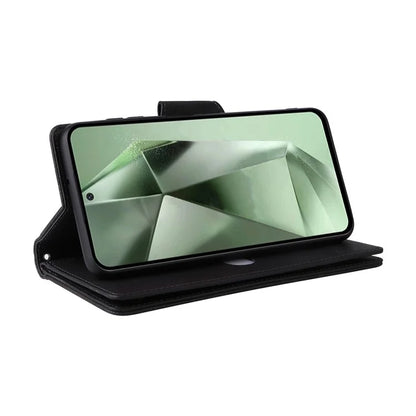 For Samsung Galaxy S24 FE Case Rivet Decor Zipper Pocket Leather Phone Cover