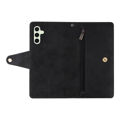 For Samsung Galaxy S24 FE Case Rivet Decor Zipper Pocket Leather Phone Cover