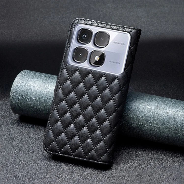 BINFEN COLOR BF Style-14 For Xiaomi Redmi K70 Ultra Case Rhombus Phone Leather Cover Stand