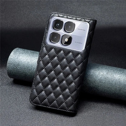 BINFEN COLOR BF Style-14 For Xiaomi Redmi K70 Ultra Case Rhombus Phone Leather Cover Stand