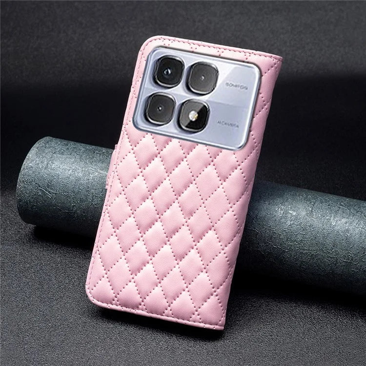 BINFEN COLOR BF Style-14 For Xiaomi Redmi K70 Ultra Case Rhombus Phone Leather Cover Stand