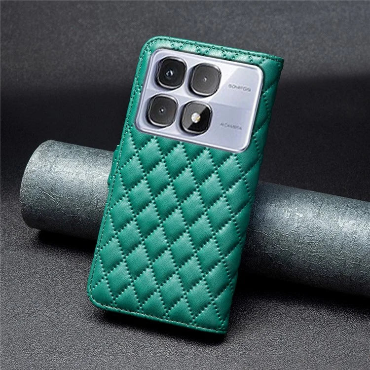 BINFEN COLOR BF Style-14 For Xiaomi Redmi K70 Ultra Case Rhombus Phone Leather Cover Stand