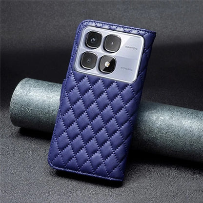 BINFEN COLOR BF Style-14 For Xiaomi Redmi K70 Ultra Case Rhombus Phone Leather Cover Stand