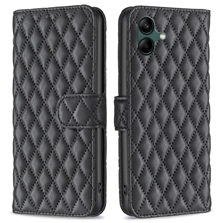 BINFEN COLOR BF Style-14 For Samsung Galaxy A06 Case PU Leather Rhombus Phone Cover