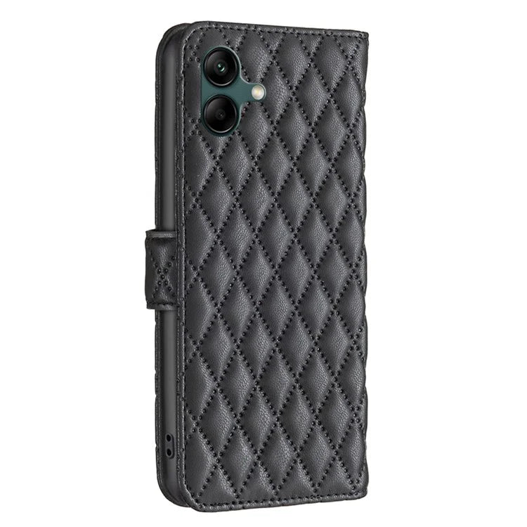 BINFEN COLOR BF Style-14 For Samsung Galaxy A06 Case PU Leather Rhombus Phone Cover