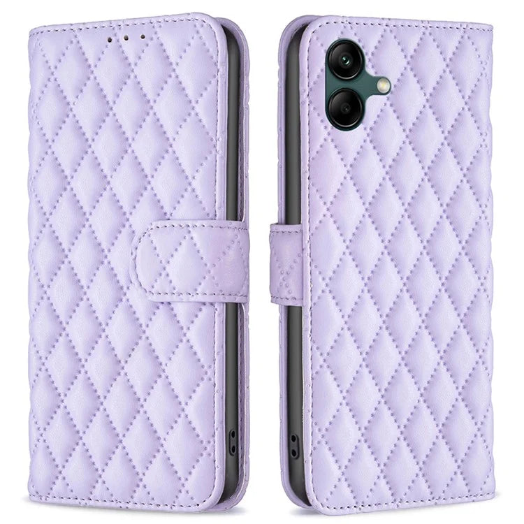BINFEN COLOR BF Style-14 For Samsung Galaxy A06 Case PU Leather Rhombus Phone Cover