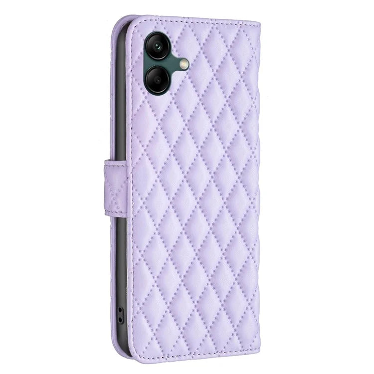 BINFEN COLOR BF Style-14 For Samsung Galaxy A06 Case PU Leather Rhombus Phone Cover