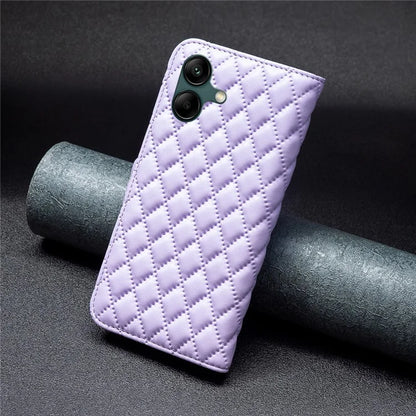 BINFEN COLOR BF Style-14 For Samsung Galaxy A06 Case PU Leather Rhombus Phone Cover
