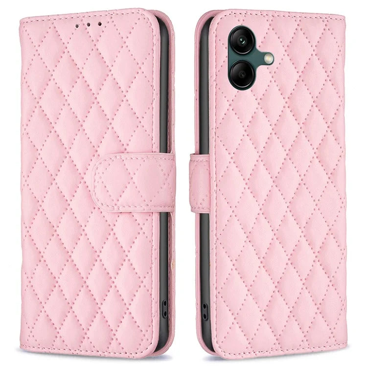 BINFEN COLOR BF Style-14 For Samsung Galaxy A06 Case PU Leather Rhombus Phone Cover