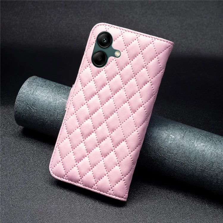 BINFEN COLOR BF Style-14 For Samsung Galaxy A06 Case PU Leather Rhombus Phone Cover