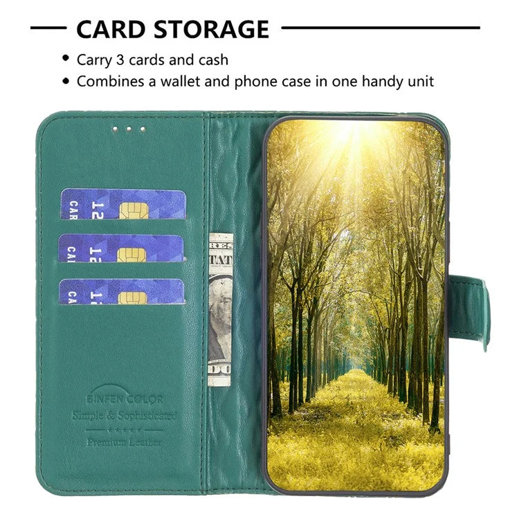BINFEN COLOR BF Style-14 For Samsung Galaxy A06 Case PU Leather Rhombus Phone Cover